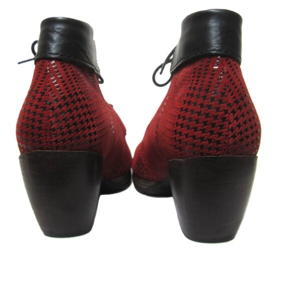 Wolky Size 40 US 9 Jacquerie Red Black Heeled Booties Boots Womens Plaid - Picture 7 of 10